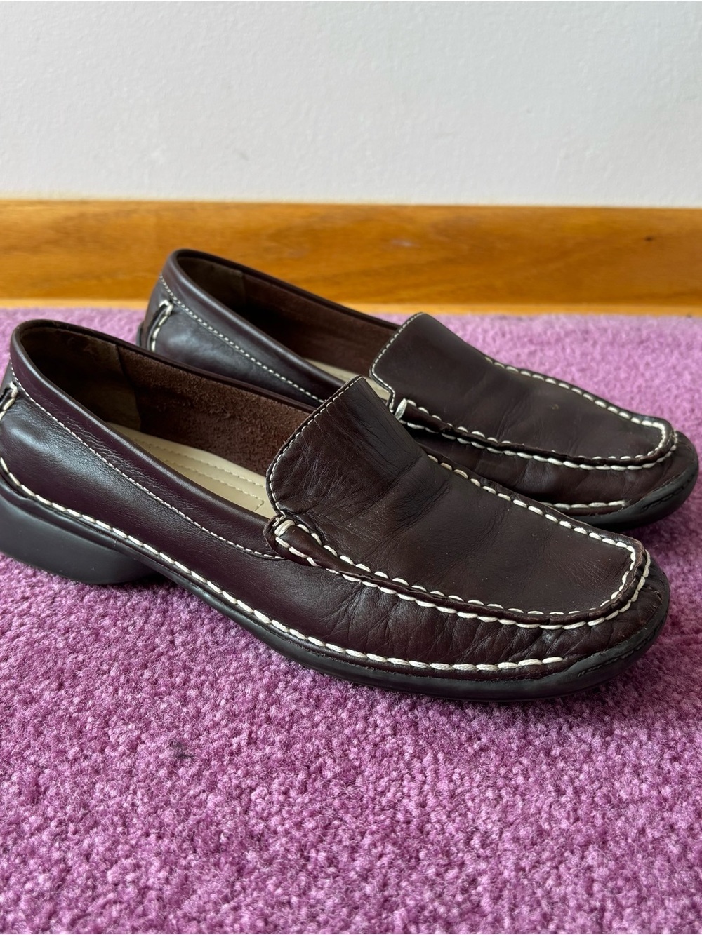 Women’s Brown Leather Slip-On Moccasin Loafers